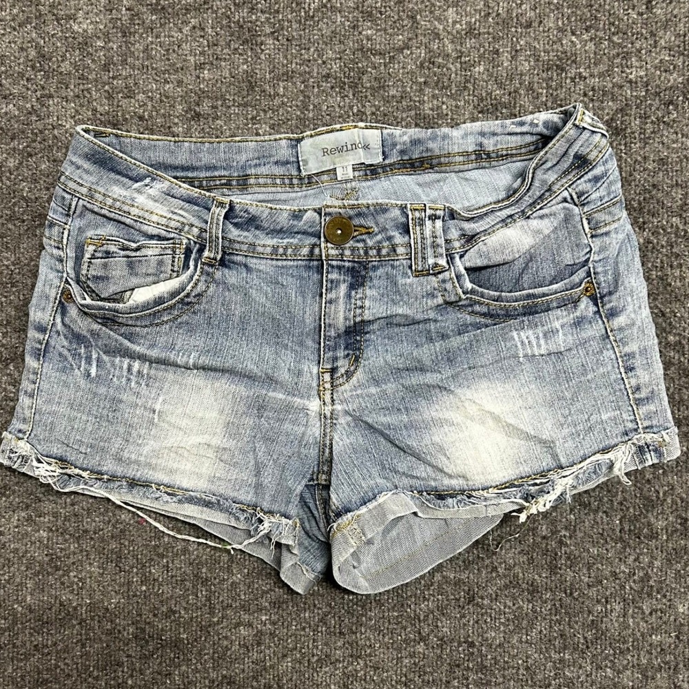 Rewind Shorts Womens Size 11 Blue Denim Light Wash Cuffed Casual Summer 32083